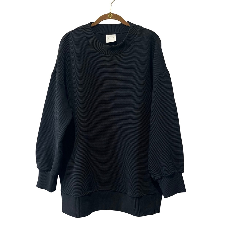 Varley Mae Boyfriend Sweatshirt Black‎ Ottoman Crewneck Pullover Women's Small